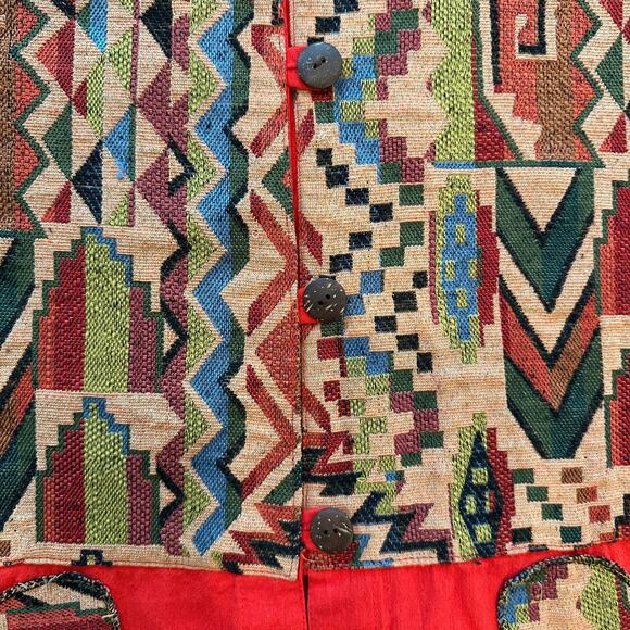 VTG JADE COLLECTION Tapestry Applique Coat Size L Indie Hipster Eclectic Casual - Picture 3 of 10